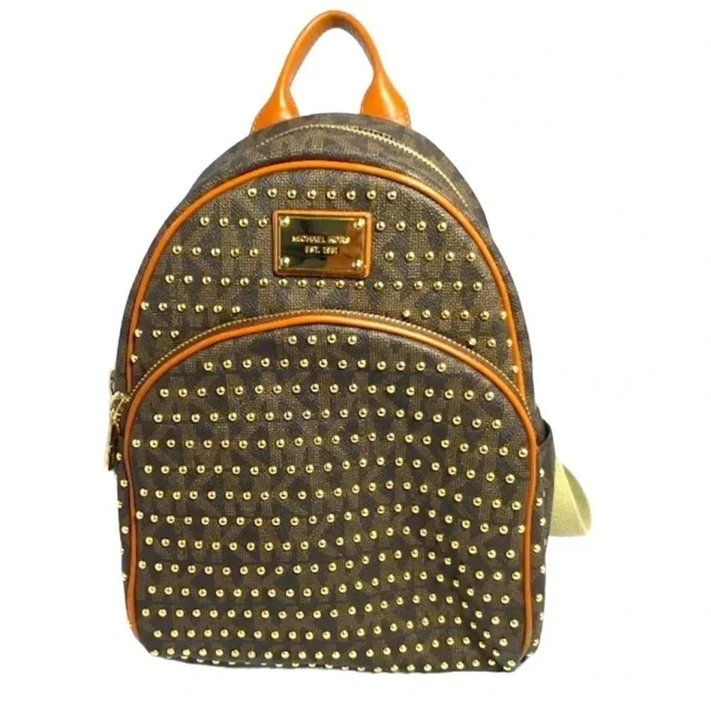 Michael Kors Jet Set Studded Backpack Brown - Picture 4 of 11